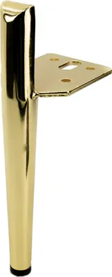 Image de Pied de meuble design en chrome doré, 15 cm, pied métallique stylé et minimaliste avec protection anti-rayures pour un intérieur élégant.