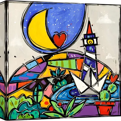Obrázok produktu pre Farebný obraz na plátne - Wallas - Veľký modrý maják - 70X70 cm