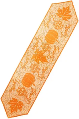 Produktbild von Tischläufer mit Kürbis- und Ahornblattmotiv aus Polyester für die Tischdekoration zu Thanksgiving