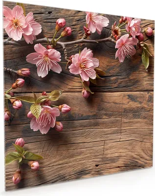 Produktbild von Küchenrückwand Spritzschutz Glas mit Motiv Holzblüten 40 x 40 cm