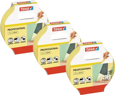 Immagine prodotto di tesa 56270, nastro adesivo protettivo per pittura, colore beige, (lunghezza x larghezza) 25 m x 25 mm, confezione da 3 pezzi