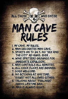 Produktbild von vianmo Holzschild 30x20 cm man cave rules Totenkopf