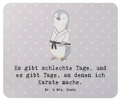 Produktbild von Mr. & Mrs. Panda Mousepad Pinguin Karate - Grau Pastell - Geschenk, Mouse Pad, laptop mauspad, Verein, Kampfsportart, Kampfkunst, Selbstverteidigung, mousematte
