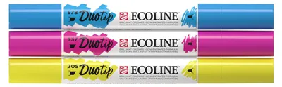 Obrázok produktu pre Ecoline Duotip, 3 ks, azúrová, purpurová, žltá, životnosť 10 rokov, špicatá/jemná špička, biela, okrúhla
