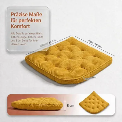 Produktbild von Bodenkissen 100 × 100 cm aus Flanell, weich, Fanform, Gelb