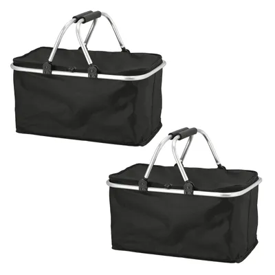 Produktbild von 2x Thermo Einkaufskorb 30l Kühltasche Thermokorb Faltbar Einkaufstasche Faltkorb mit Kühlfunktion 46x23x27cm Isolierkorb Kühlkorb Schwarz