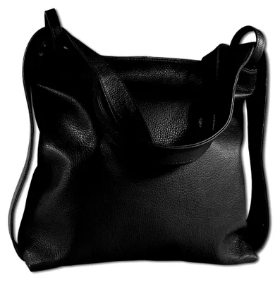 Produktbild von Damen Schultertasche Cityrucksack Leder Tasche schwarz Leder Schultertasche