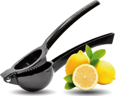 Produktbild von Zitronenpresse: Manuelle Zitrus- und Saftpresse aus Metall für Zitronen, gelb (Handzitronenpresse, Zitronenpresse manuell, Cocktail)