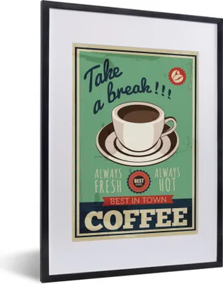 Produktbild von MuchoWow® MuchoWow® Gerahmtes Poster Kaffee - Jahrgang - Zitat 30x40 cm - Poster mit zchwarzem Bilderrahmen - Wandposter Schlafzimmer