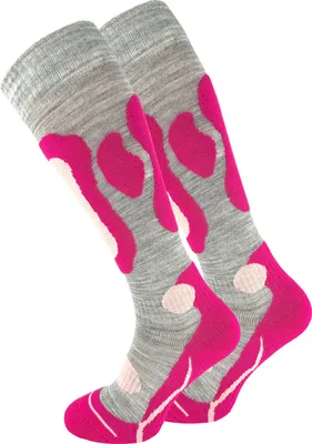Produktbild von Cotton Prime® 2 Paar Skisocken mit Spezialpolsterung Skistrümpfe 35-38 pink/grau