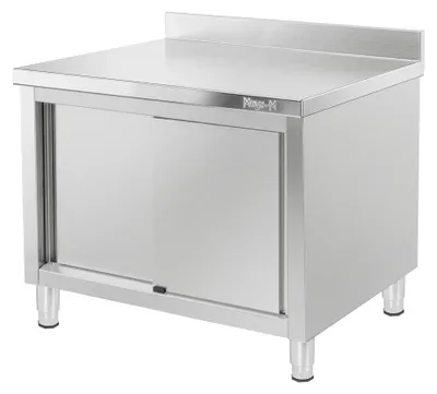 Zdjęcie produktu dla Kuchenny stół gastronomiczny ze stali nierdzewnej przyścienny z szafką Mega-M 100x60x85 cm