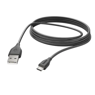 Produktbild von Hama 3m, USB2.0-A/USB2.0 Micro-B, 3 m, USB A, Micro-USB B, USB 2.0, Männlich/Männlich, Schwarz