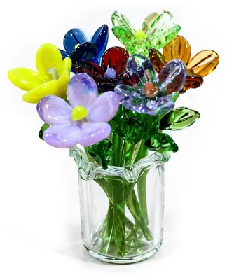 Imagen del producto de Mini flores de vidrio, hechas a mano, de colores, ideales para decorar oficinas y salones
