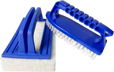 Produktbild von 2-teiliges Poolbürsten-Set – Reinigungswerkzeug mit Kunststoffgriff für Böden, Wände, Whirlpools und Badewannen