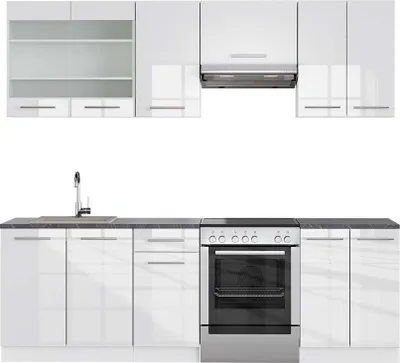 Produktbild von Küchenzeile Vicco Fame-Line Weiß Hochglanz/Weiß 240 cm , AP Anthrazit, Model 42734