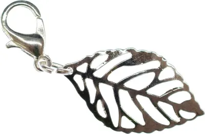 Produktbild von Blatt Blätter Charm Anhänger Bettelarmband Miniblings filigran Pflanze silber