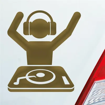 Produktbild von Auto Aufkleber DJ MUSIKER DISCO Motorrad Roller LKW 10x11 cm Gold Sticker Heckscheibenaufkleber