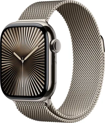 Produktbild von Apple Watch Series 10 GPS + Cellular 42mm Titanium Natural mit Milanaise-Schlaufe in Natur