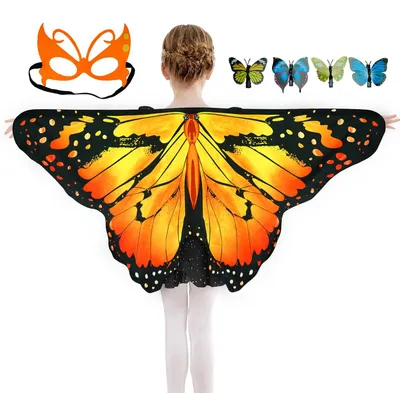 Image de Ensemble ailes de papillon pour enfants, comprenant : cape, masque et barrette pour cheveux, idéal pour les déguisements
