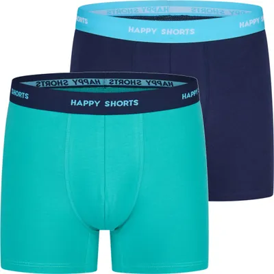Produktbild von Happy Shorts Herren Retro Boxer 2-Pack Jersey - solid navy - green - Größe XXL