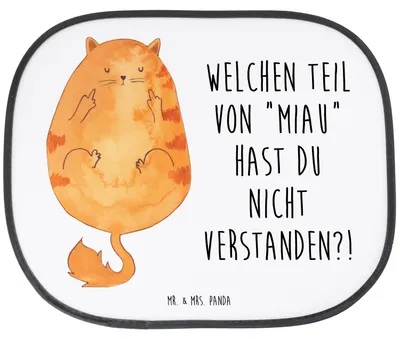 Produktbild von Mr. & Mrs. Panda Sonnenschutz Auto Katze Mittelfinger - Weiß - Geschenk, Kater, Sonnenblende, Cat, Fenster, für, Seitenscheibe, Mietze, Kfz, Cats, Katzen