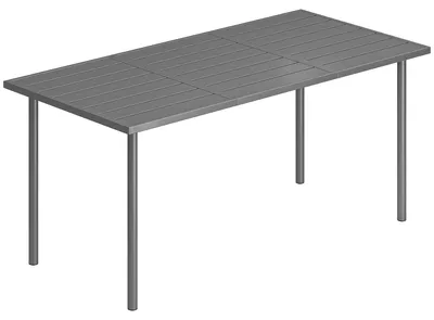 Produktbild von Gartentisch 165 x 80 cm für 6 Personen Esstisch mit Lamellen-Tischplatte Stahlrahmen, Rechteckig