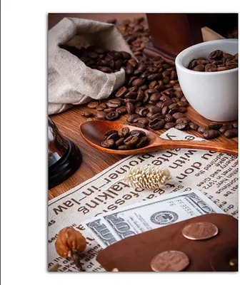 Produktbild von TPFLiving Kunstdruck LW-1570 (OHNE RAHMEN) Poster - Leinwand - Wandbild - Hochauflösender Giclée-Druck, langlebig und hochwertig - Dekoration Küche, Café, Kaffee und Keffeebohnen -  - Größe: 40x60cm