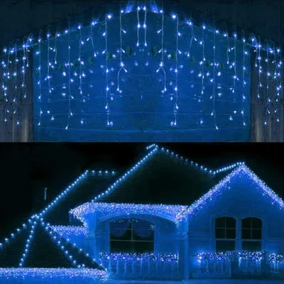 Eiszapfen-Lichterkette 240 LEDs Blau, 8 Modi, Timer, IP44, 15 m