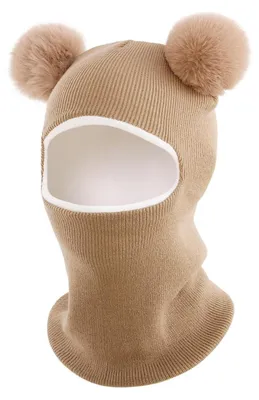 Zdjęcie produktu dla Czapka zimowa typu "sturmhaube" dla dzieci w wieku 0,5-6 lat, termoizolacyjna, wiatroodporna, dzianinowa, kolor khaki