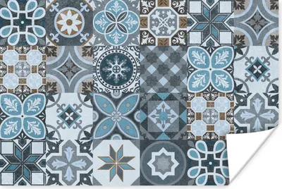 Produktbild von MuchoWow® Poster Design - Blume - Blau - Figuren 60x40 cm - Schlafzimmerdekoration
