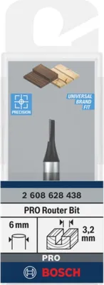 Immagine prodotto di Fresa per scanalature Bosch, 6 mm, D1 3,2 mm, L 7,7 mm, G 51 mm 2608628438