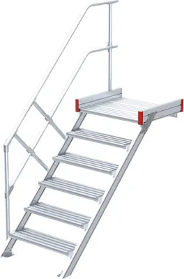 Produktbild von Euroline 511 Podesttreppe 45° 1000mm Stufenbreite 6 Stufen Alu gerieft
