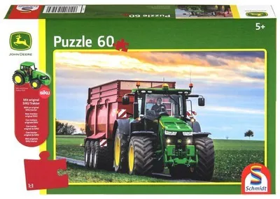 Produktbild von 60 Teile Schmidt Spiele Kinder Puzzle John Deere 8370R mit SIKU Traktor 56043