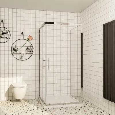 Produktbild von Duschparadies U-Form Duschkabine Schiebetür 76cm x Schiebetür 90cm x Seitenwand 90cm Eckeinstieg Duschabtrennung Höhe 185cm