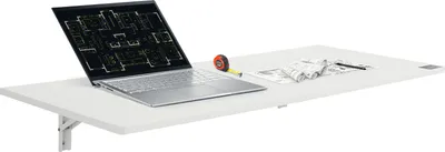 Produktbild von VEVOR Wandklapptisch, 110 x 46 cm, Klapptisch, schwebender Schreibtisch mit Eisenhalterung, zusammenklappbarer Schreibtisch für kleine Räume, Heimbüro, Esszimmer, Waschküche, Küche, Bar, weiß