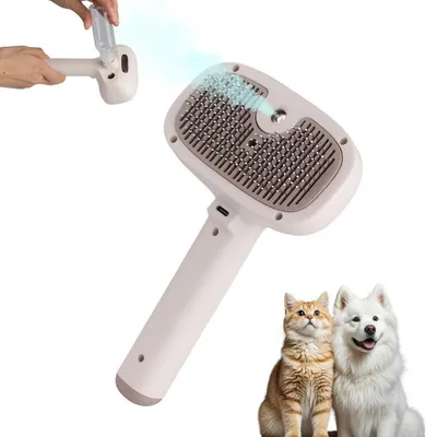 Produktbild von Dampfbürste Hund Fellpflege für Kurz- & Langhaar, Unterwolle, Katzenbürste, Sprühnebel, Antistatik