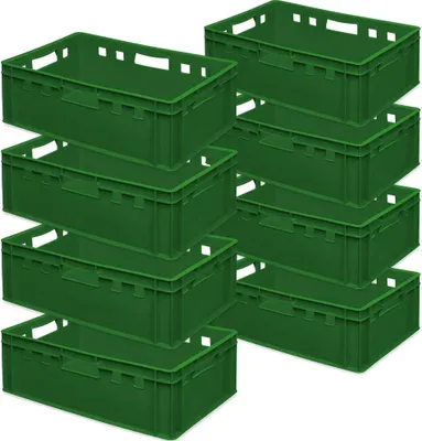 Produktbild von 8x Fleischkasten / Eurobehälter E2, grün, LxBxH 600x400x200 mm