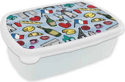 Produktbild von KitchenYeah® Lunchbox Brotzeit Brotdose 17x11 cm Paris - Muster - Frankreich Kinder Brotzeitdose - Lunch Box - Kinder - Sandwich-Box - Schulbox - Lunch Boxen