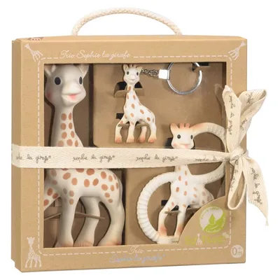 Produktbild von Sophie la girafe® So'Pure Set Trio mit Sophie la girafe, Beißring So'Pure, Schlüsselanhänger / Natur