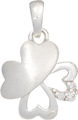 Produktbild von Anhänger Kleeblatt Schmetterling 925 Silber teilmatt Zirkonia weiß Kinder