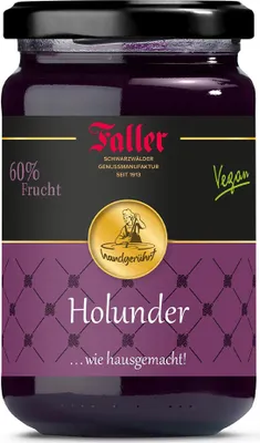 Produktbild von Marmelade aus dem Schwarzwald Faller Konfitüre Holunder-Konfitüre 330 Gramm