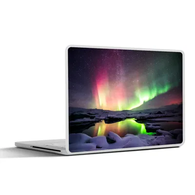 Produktbild von MuchoWow® Laptop Aufkleber Sticker Cover Nordlichter - Schnee - Island 25x18 cm - Laptop-Deko