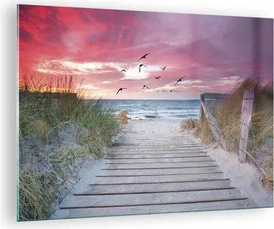 Produktbild von Bilder auf glas - Einteilig - Strand Sand Vögel - 70x50cm - Glasbilder - Wandbilder - Bilder - zum Aufhängen bereit - Wanddekoration aus Glas - Glas Bilder - Wandbild auf Glas - GAA70x50-4994