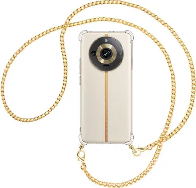 Produktbild von Handykette Backcover-Schutzhülle mit Band (Metall goldfarben) für Realme 11 Pro (6.7'') - goldfarbene Kette
