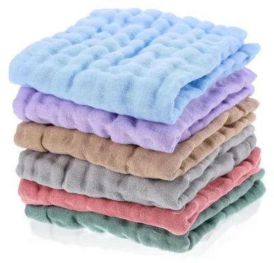 Produktbild von Mulltücher Baby 6er Set 25x25 cm Baumwolle weich saugfähig Neugeborene Spucktücher Waschlappen