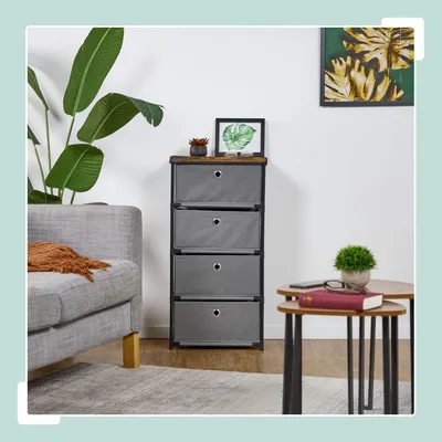Image de Commode design en bois avec tiroirs en tissu