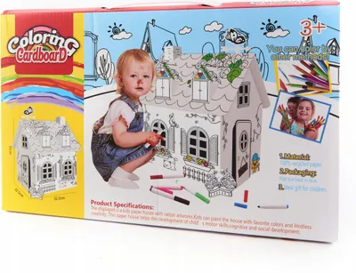 Zdjęcie produktu dla Domek Z Tektury Kartonowa Kolorowanka Do Malowania