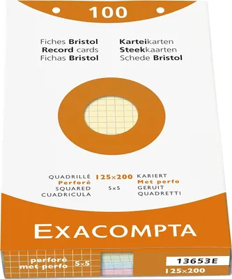 Produktbild von EXACOMPTA Karteikarten 125 x 200 mm kariert farbig sortiert 100 Karteikarten