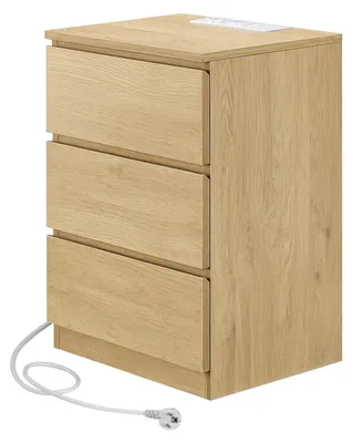 Obrázek produktu pro Sada dvou nočních stolků s zásuvkovou lištou a třemi zásuvkami | Žlutá barva | Rozměry: 40,5 x 35,5 x 59,5 cm