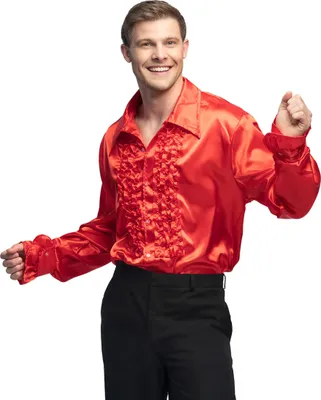 Produktbild von Disco-Erwachsenenhemd 70er-Jahre-Männerhemd rot - L
